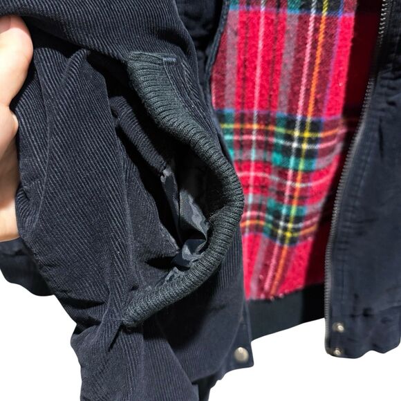 Vintage JW Robinsons Corduroy Jacket Small Black Plaid Flannel Lined 80s 90s - Picture 9 of 15